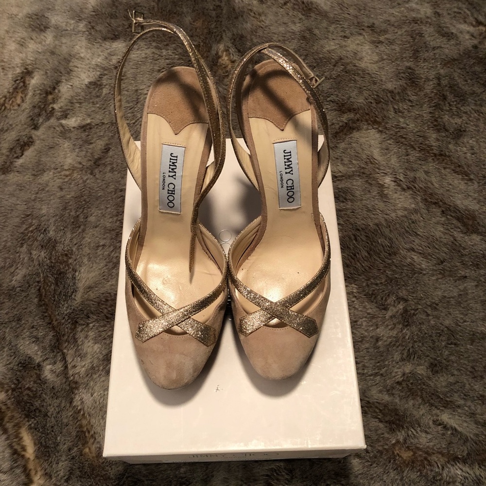 Jimmy Choo suede and sparkle heels